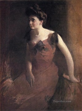  De Lienzo - Mujer con un vestido rojo John White Alexander